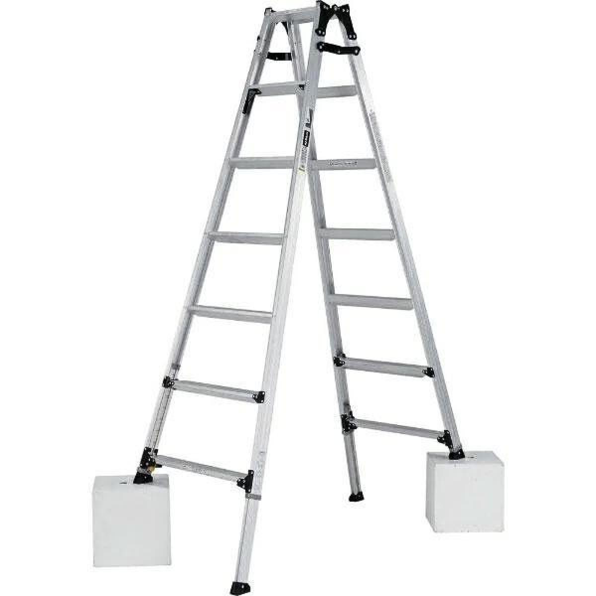 【I】ALINCO アルインコ 伸縮脚付はしご兼用脚立(ステップ幅広) 210cm PRW-210FX アルミ 【代引不可/北海道・沖縄・離島不可】