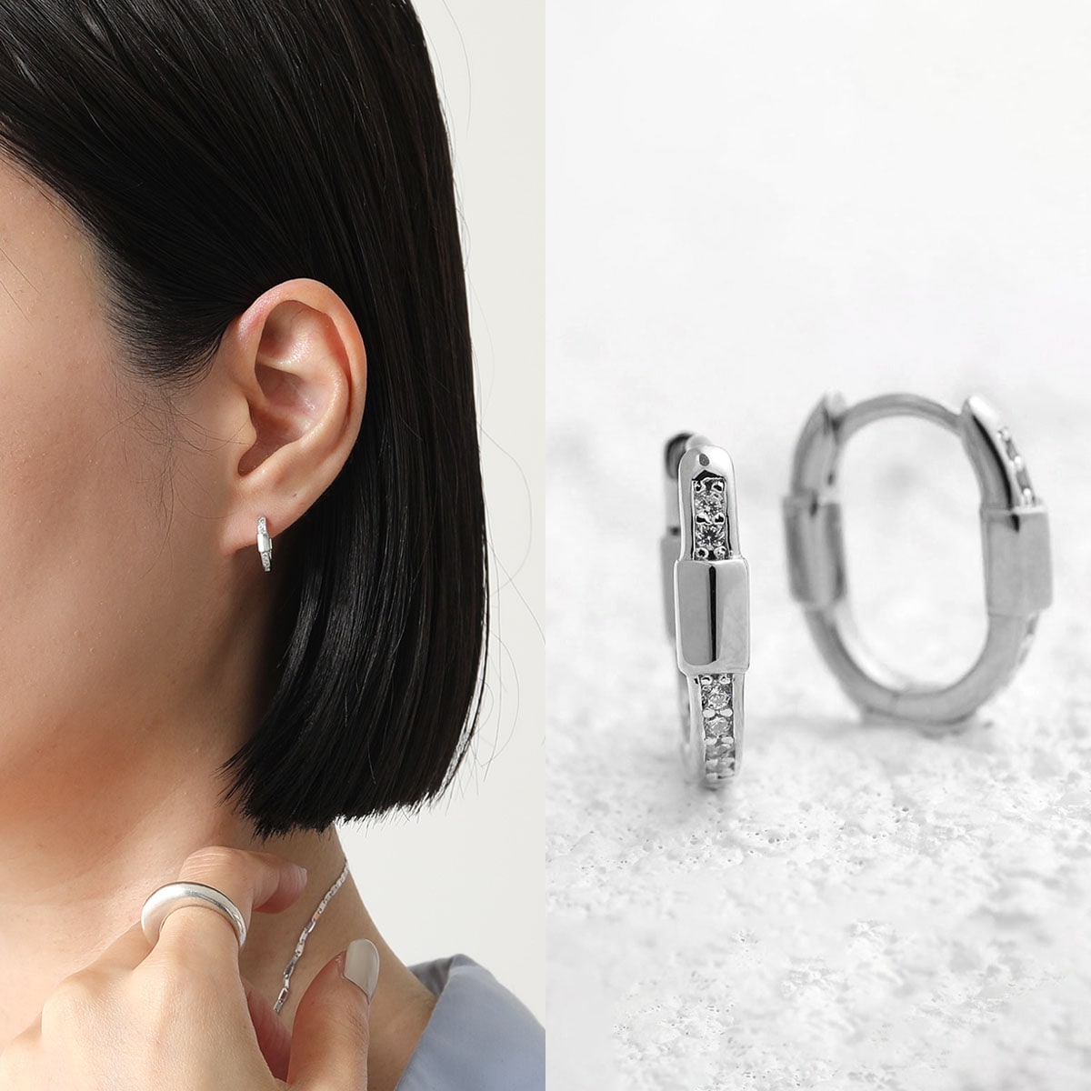MARIA BLACK マリアブラック フープピアス Palads Royal Earring パラッド ロイヤル 101018AG レディース 両耳販売 アクセサリー クリスタル Silver