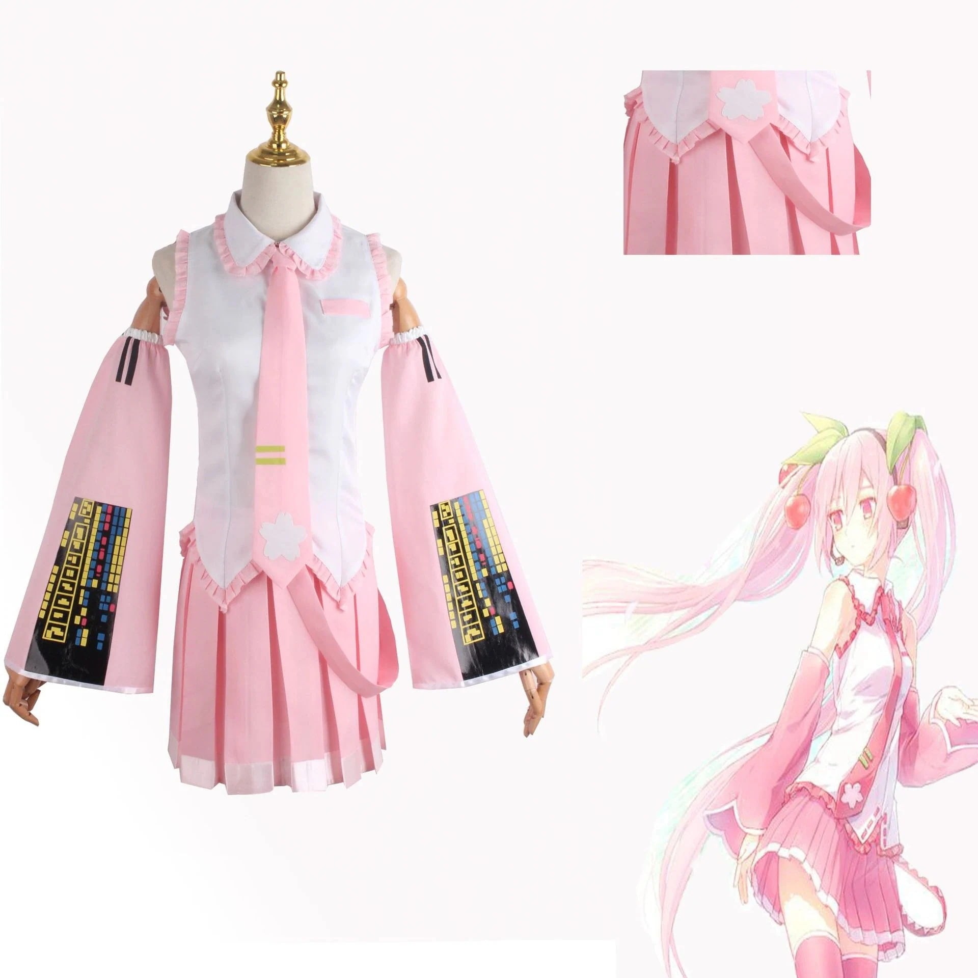 コスプレ衣装 バーチャルアイドル ピンク色コスプレセット 二次元JK制服 コスプレ衣装一式