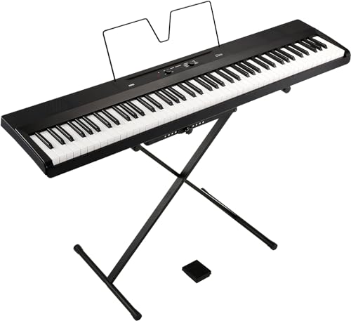 電子ピアノ 88鍵盤 Liano L1SP 薄さ7ｃｍ 6kgの軽量ボディ 弾きやすいライトタッチ鍵盤 スタンドとペダルが付属 ブラック
