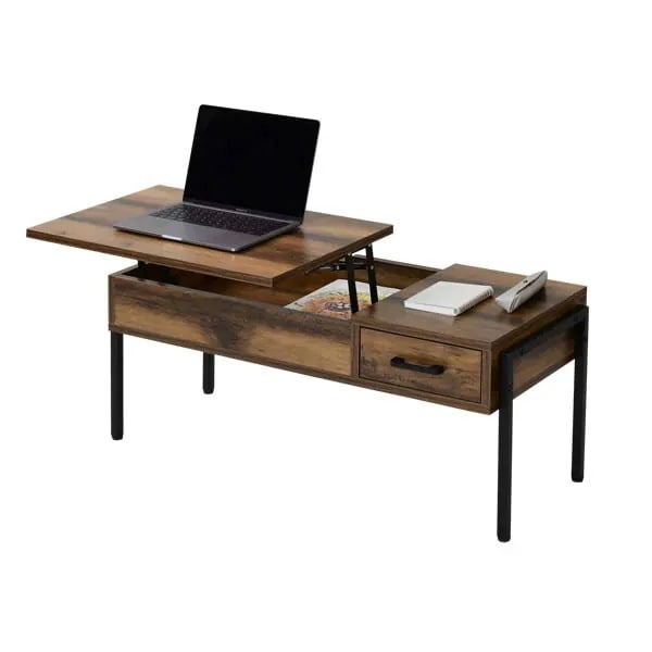 リフトアップテーブル 昇降 リビングテーブル KKS-0023-BKBR ブラック×ブラウン