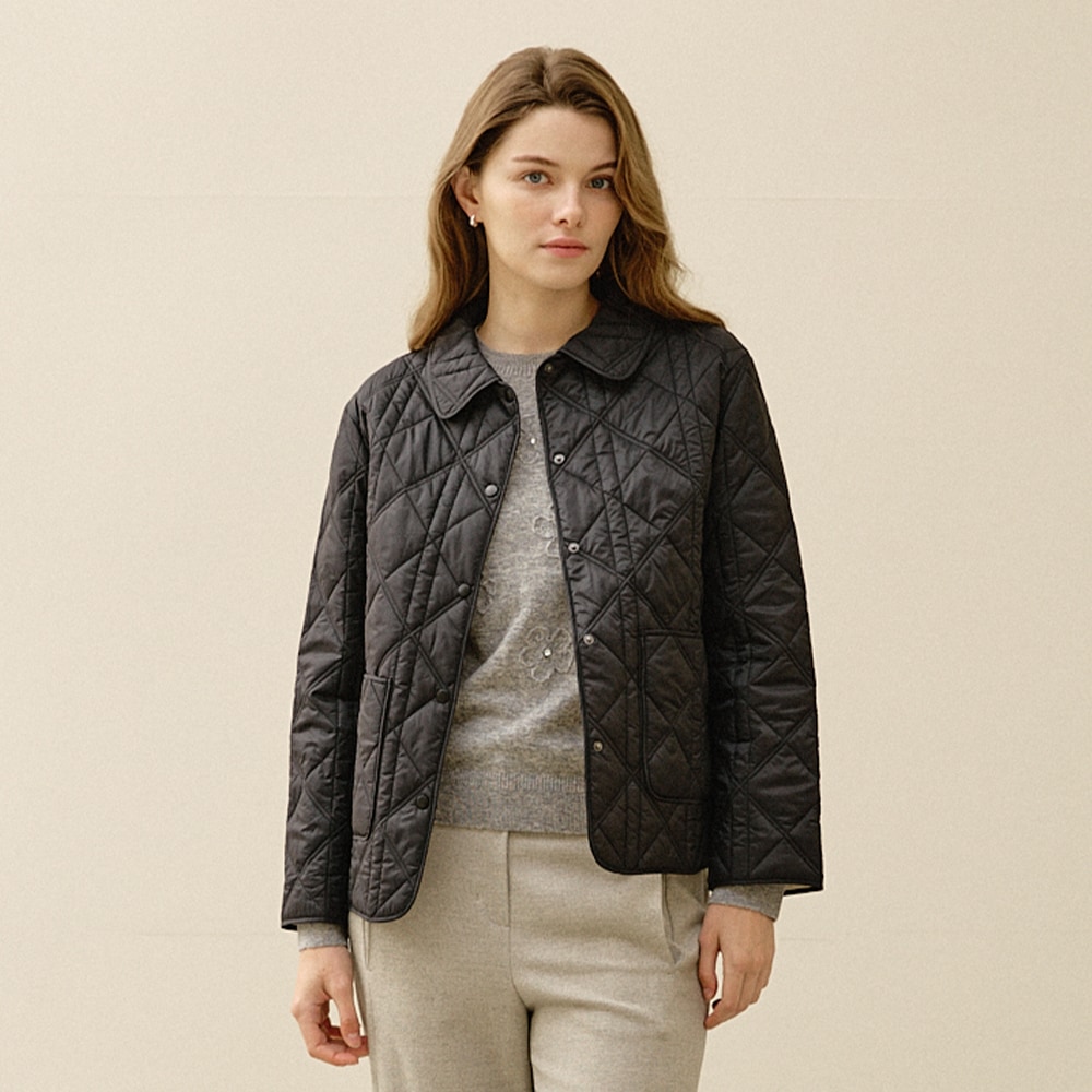 カラー切替キルティング中綿ジャケット