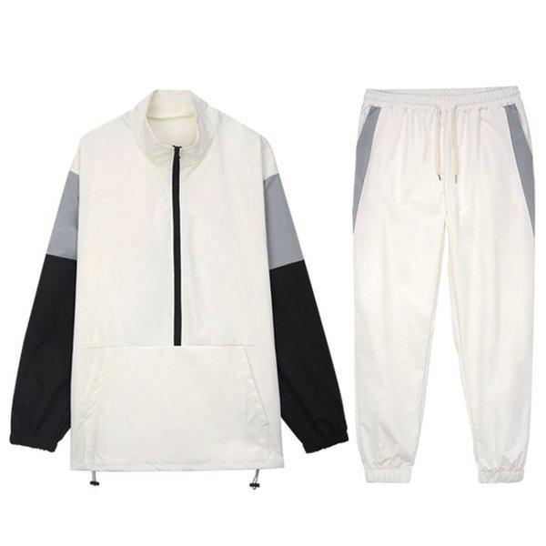 アノラックセットアップ SHT011 5COLOR 男女共用 ハーフジップ トレーニングウェア ウインドブレーカー セット