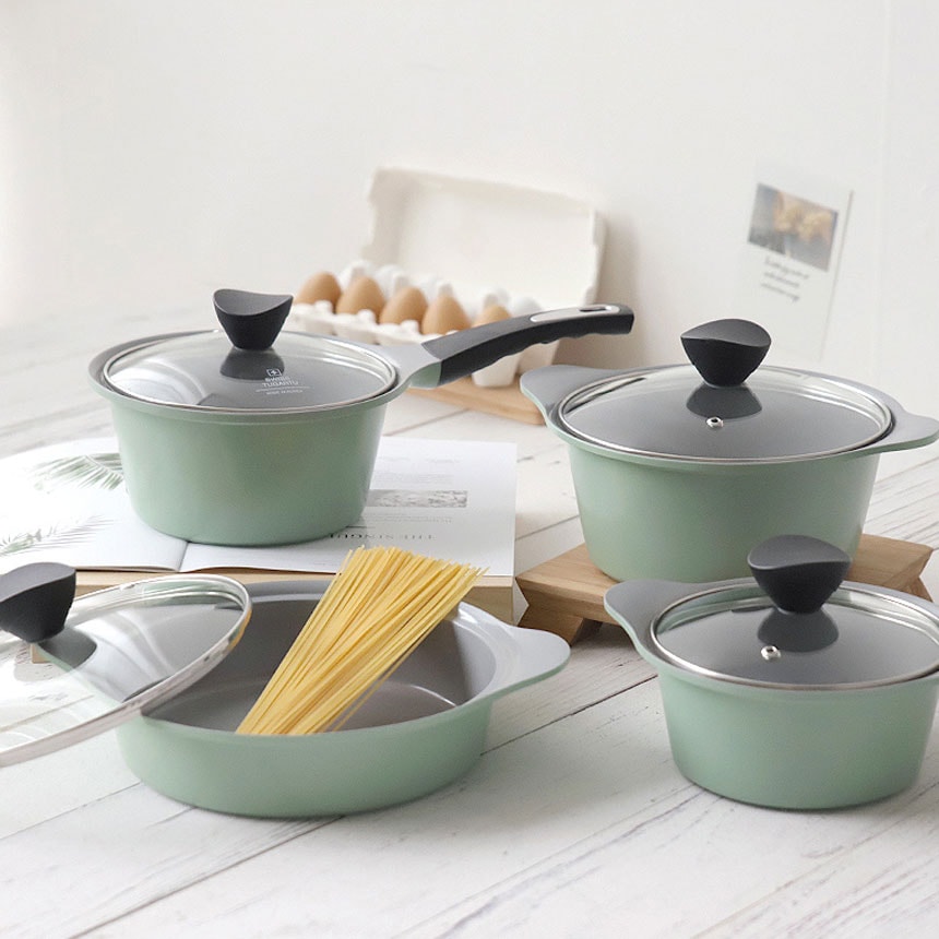 セラミックコーティングポット4セット Mint color