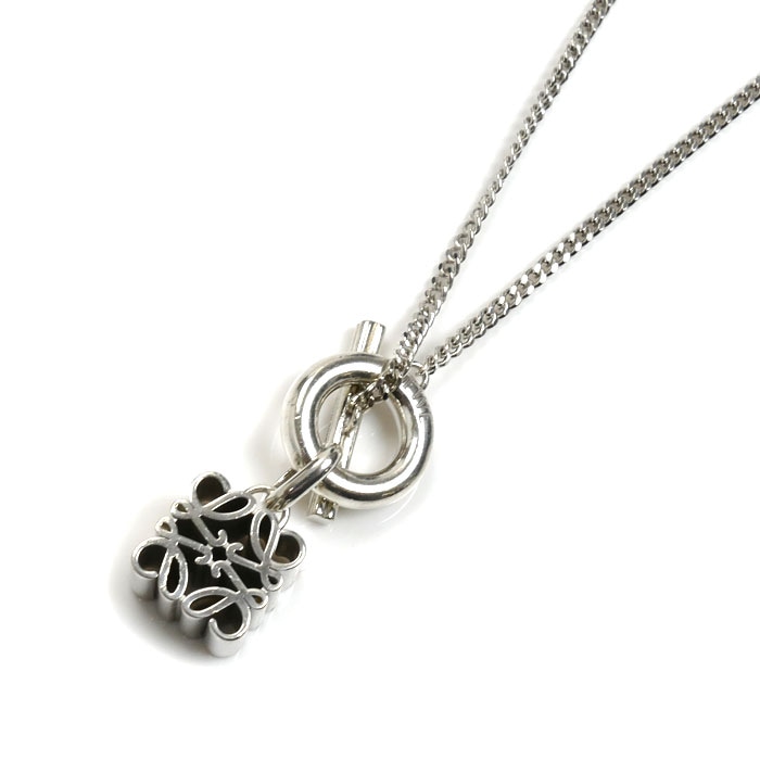LOEWE ロエベ シルバー925 アナグラム ネックレス 0010770980 15.8g 42cm レディース 中古