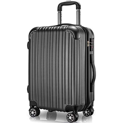 [VARNIC] スーツケース キャリーケース キャリーバッグ 機内持込 TSAダイヤル式ロック 耐衝撃 大型 超軽量 静音ダブルキャスター 旅行 出張 (S サイズ(40.5L), 黒)