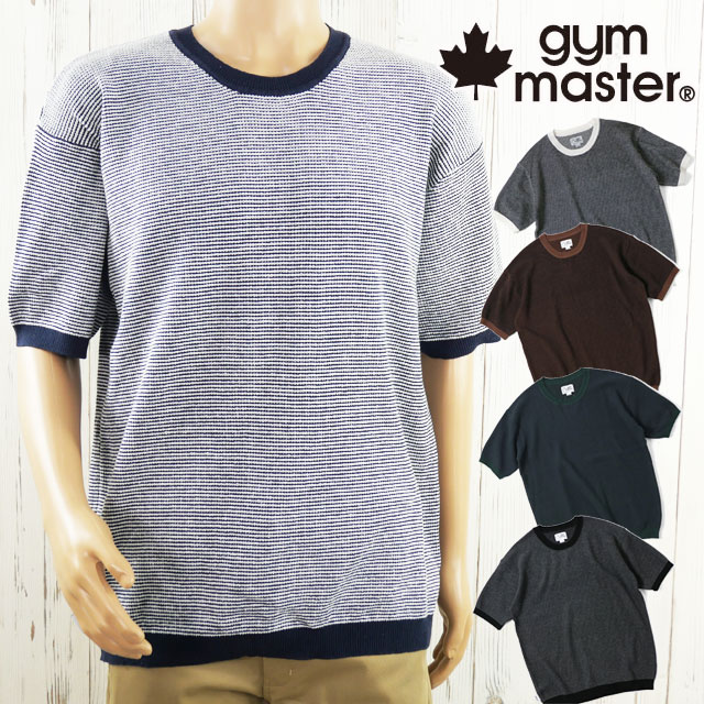 ジムマスター トップス メンズ G321770 ハイゲージニットボーダークルーネック 半袖 レディース トップス サマーセーター アパレル クルーネック カジュアル ウェア黒 白 灰 綿100％