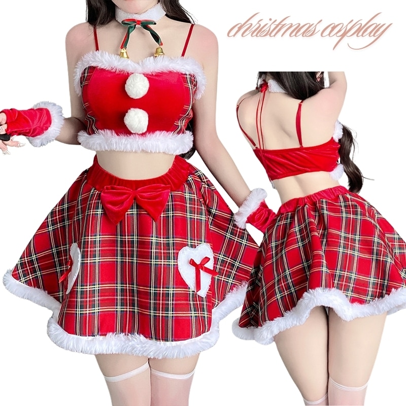 サンタ コスプレ 鈴首飾り超可愛いセクシー誘惑サンタ サンタコスプレ上下セット可愛い レディース クリスマス衣装 トナカイ サンタコスチューム レッド 赤 セクシー トップスミニスカート セット 女性