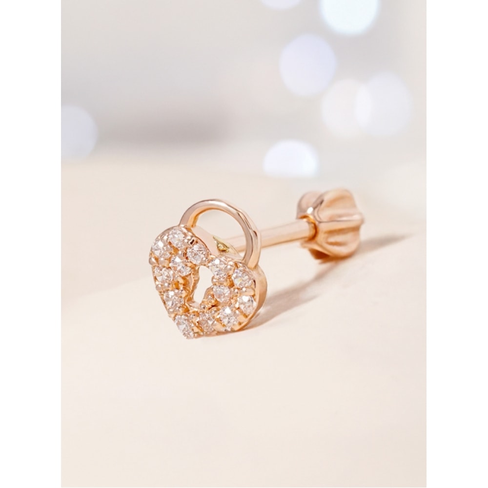 ミニマルピアス 14K 18K ハートラブラブラブラブラブピアス