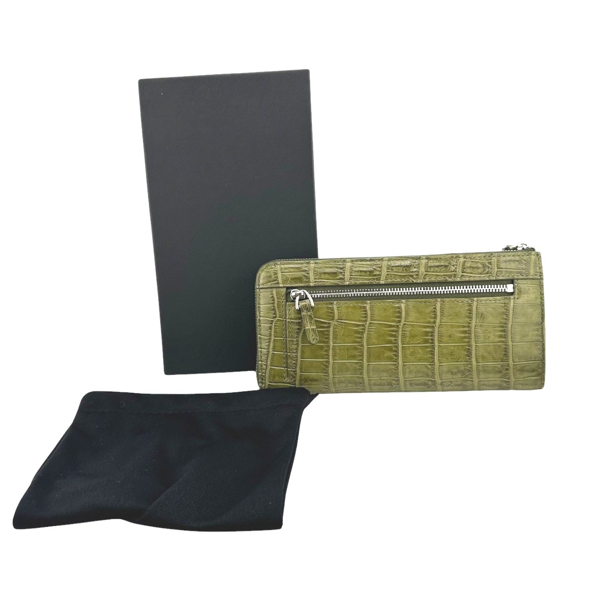 クロコダイルWA-0360 L字ファスナー 外ポケット付き　 マット カーキ