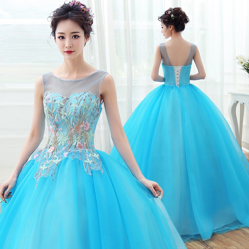 ウェディングドレス カラードレス ロングドレス ウェディングカラー　演奏会ドレス パープル系　声楽発表会に人気 ブルー