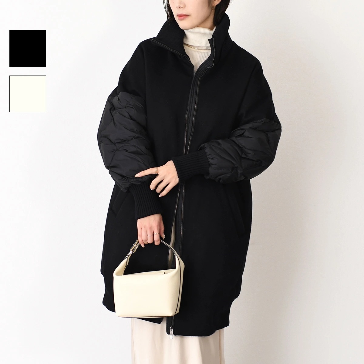 アウター POTENTILLA ポテンティラ ダウンジャケット LJXA0099010528 レディース 黒 ブラック ホワイト 白 アイボリー ロング ダブルファスナー