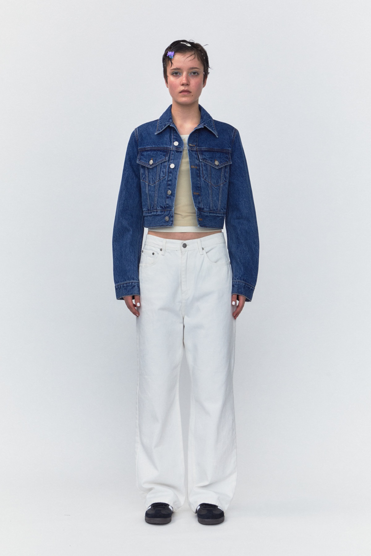 [Rest&Recreation] RR CROP DENIM JACKET ジャケット★追跡可★ ☆韓国人気☆Rest & Recreation☆RR CROP DENIM JACKET (Rest