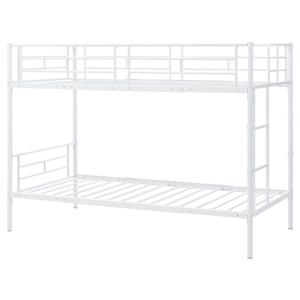 【新作】【ホワイト】二段ベッド 2段ベッド スチール 耐震 ベッド シングル パイプベッド 2段ベット パイプ 金属製 頑丈 垂直はしご ロータイプ 2段ベッド 業務用二段ベッド 社員寮 学生寮 新作