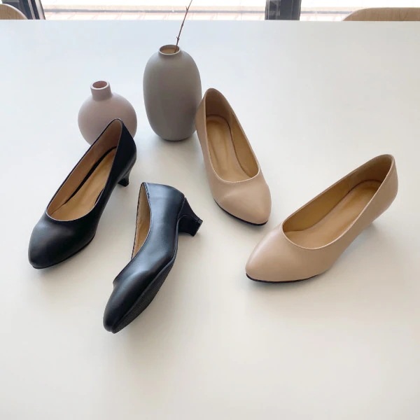 ミドルヒル シンプル デイリー 女性 パンプス (4cm)