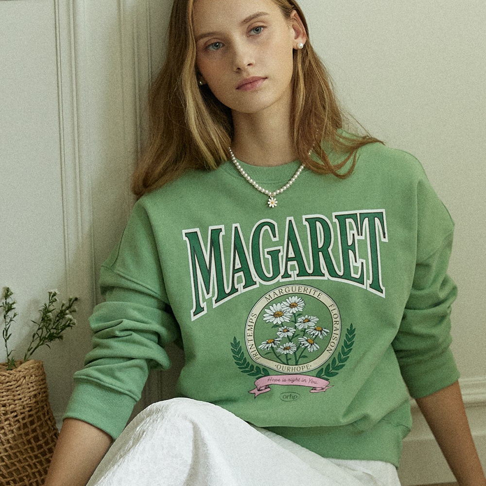 Margaret Artwork Sweatshirt - Moss Green