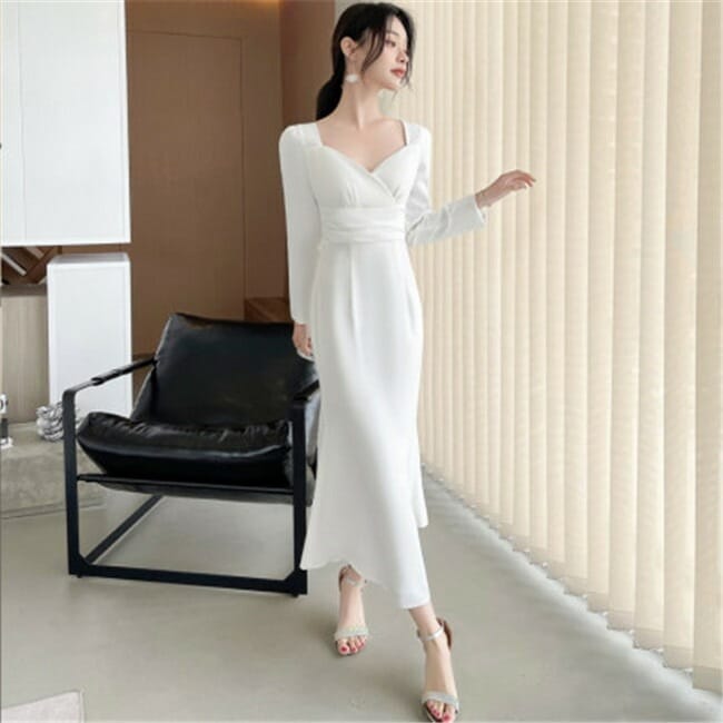 予約　4デザイン ホワイト ブライズメイドドレス　パーティードレス　ワンピース二次会演出司会結婚式お呼ばれ ロングドレス　マキシ丈　ブライズメイド　ドレス　二次会ドレス　フォーマルドレス