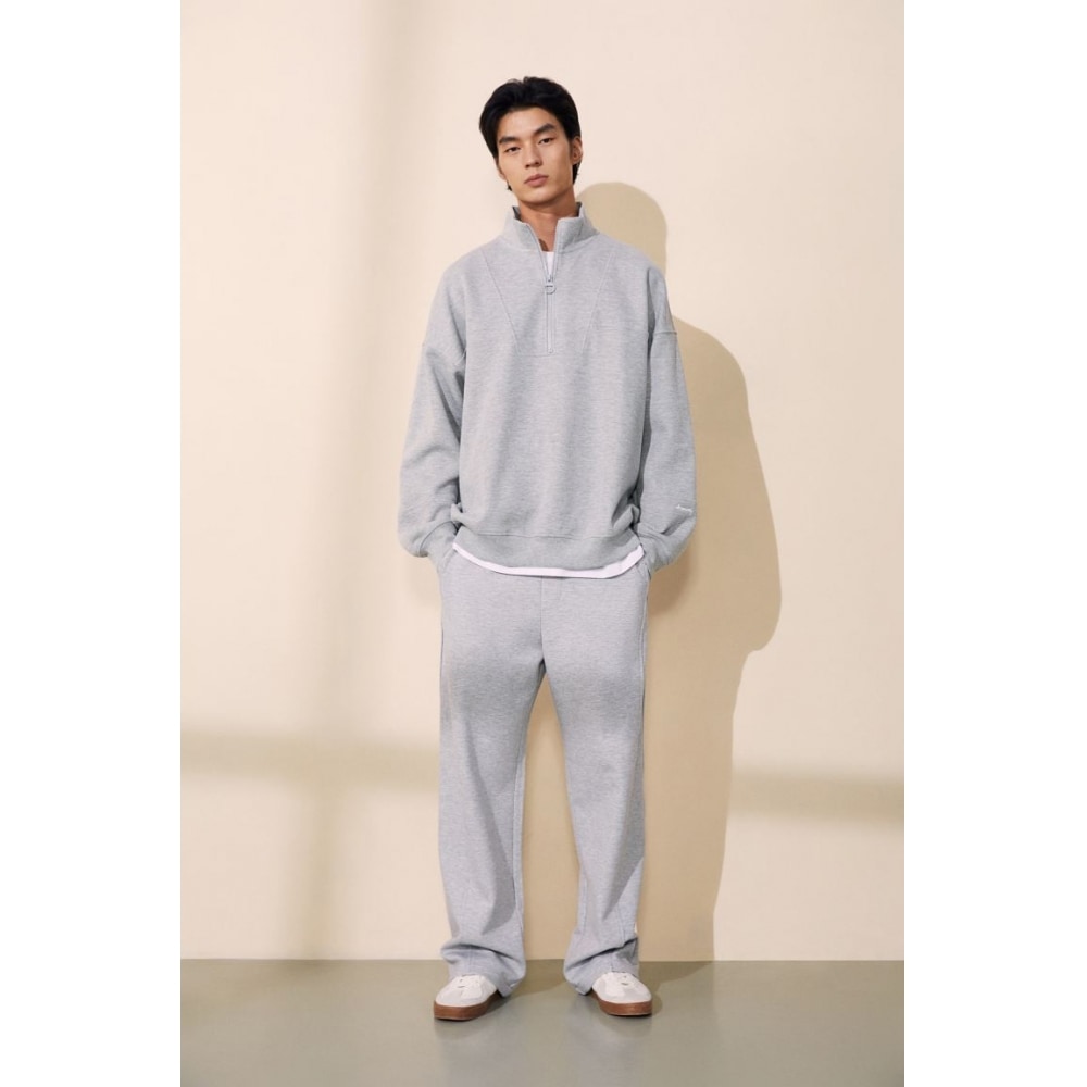 H&M ルーズフィットジップディテールスウェットシャツライトグレー