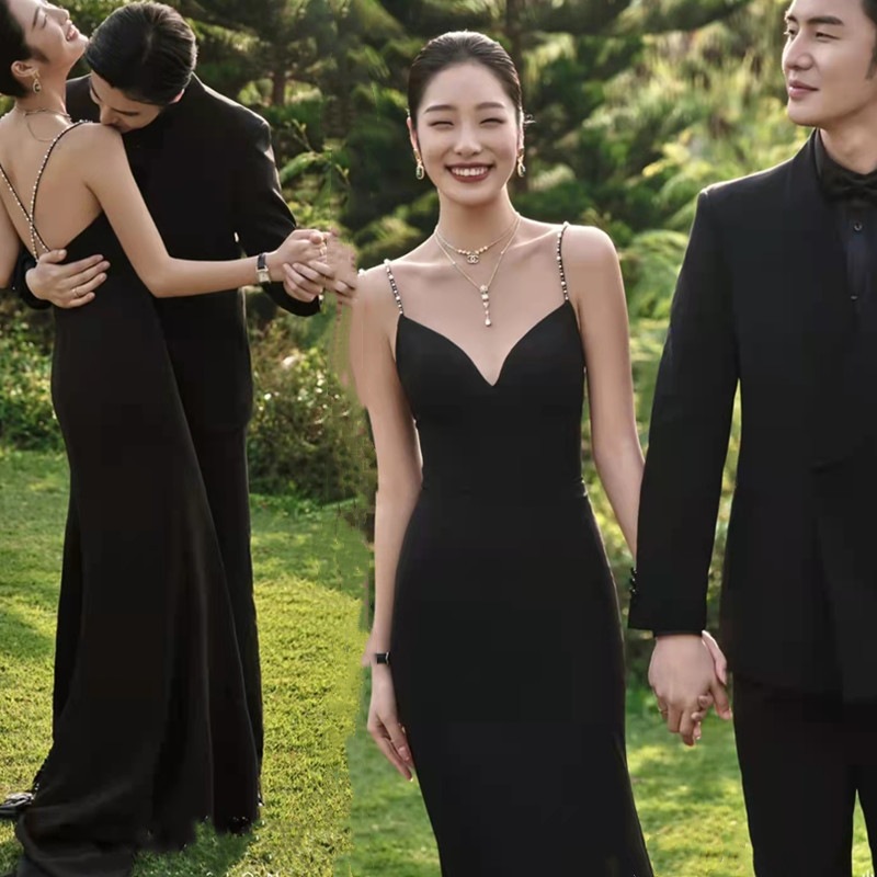 写真テーマブラックスリングアウトドア旅行撮影カッ写真ドレスガーリースタイルの結婚式の写真服