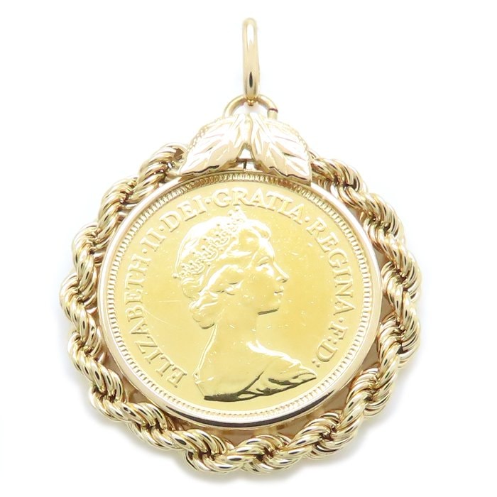 K22 ソブリン金貨 コイントップ エリザベス K22YG イエローゴールドxK18YG イエローゴールド レディース/79068【中古】