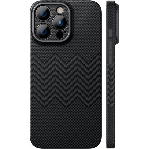 IPHONE 16 PRO MAX対応アラミド繊維ケース MEMUMI 0.5MM極薄浮き織り 耐衝撃 全面保護カバー ワイヤレス充電対応