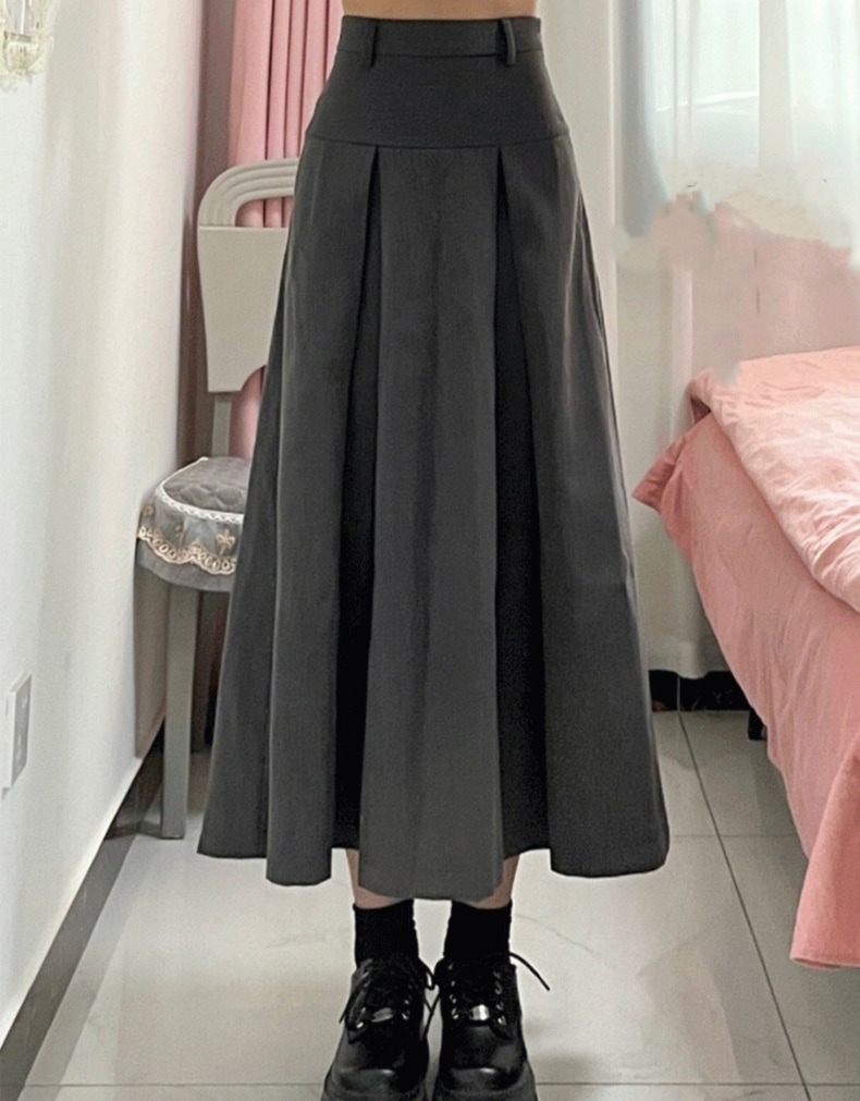 フレアスカート スカート レディース ロング丈 ボトムス タックスカート プリーツスカート ロングスカート フレア かわいい シンプル 大人 おしゃれ キュート 存在感 無地 オールシーズン