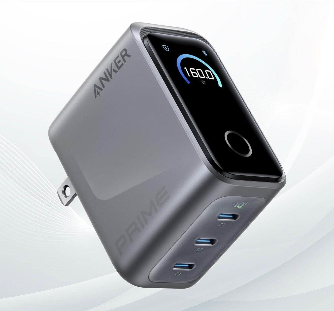 Anker Prime Charger (160W, 3 Ports) シルバー PSE技術基準適合折りたたみ式プラグPD対応iPhone 17シリーズ iPhone Air MacBook Wind