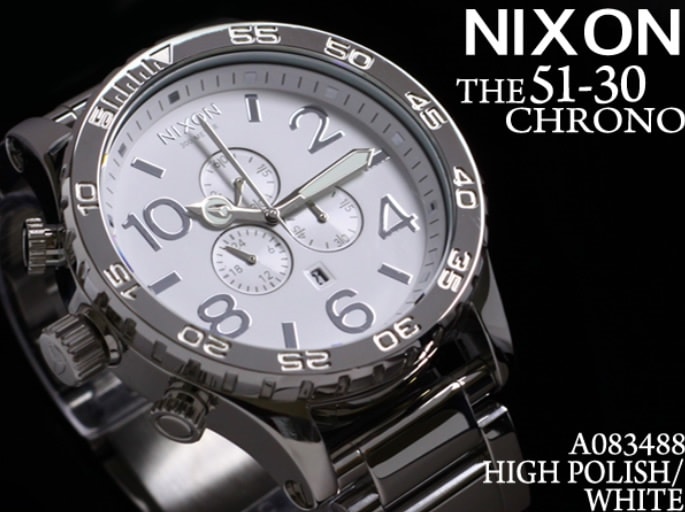 2年保証NIXON　腕時計 ニクソン 腕時計 NIXON メンズ THE 51-30 A083-488 CHRONO クロノグラフ A083488 文字盤ホワイト　ベルトコマ1コマサービス