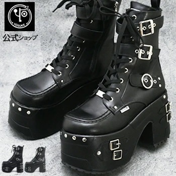 【公式SHOP特典キズ補修液付】 ヨースケ 厚底ブーツ レースアップブーツ メンズ ベルト