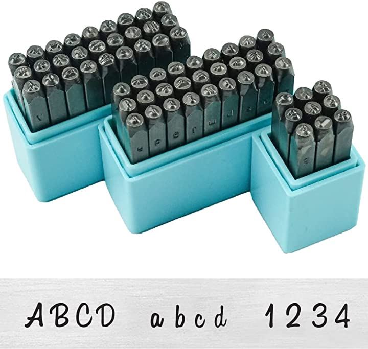 打刻印セット アルファベット 数字 筆記体風 レザークラフト DIY 手作り(アルファベット数字セット)