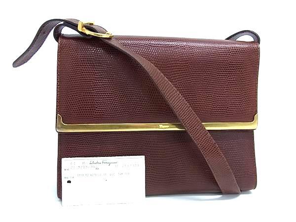 ショルダーバッグ - リザード型押しレザー 21 5715 ゴールド金具 ブラウン ハンドバッグ ショッピングバッグ トートバッグ 鞄 ブランド 斜め掛け 肩掛け 上品【本物保証】