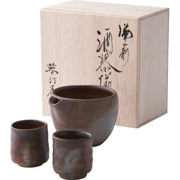 備前焼　山天窯　棧切り　酒器揃 S‐69