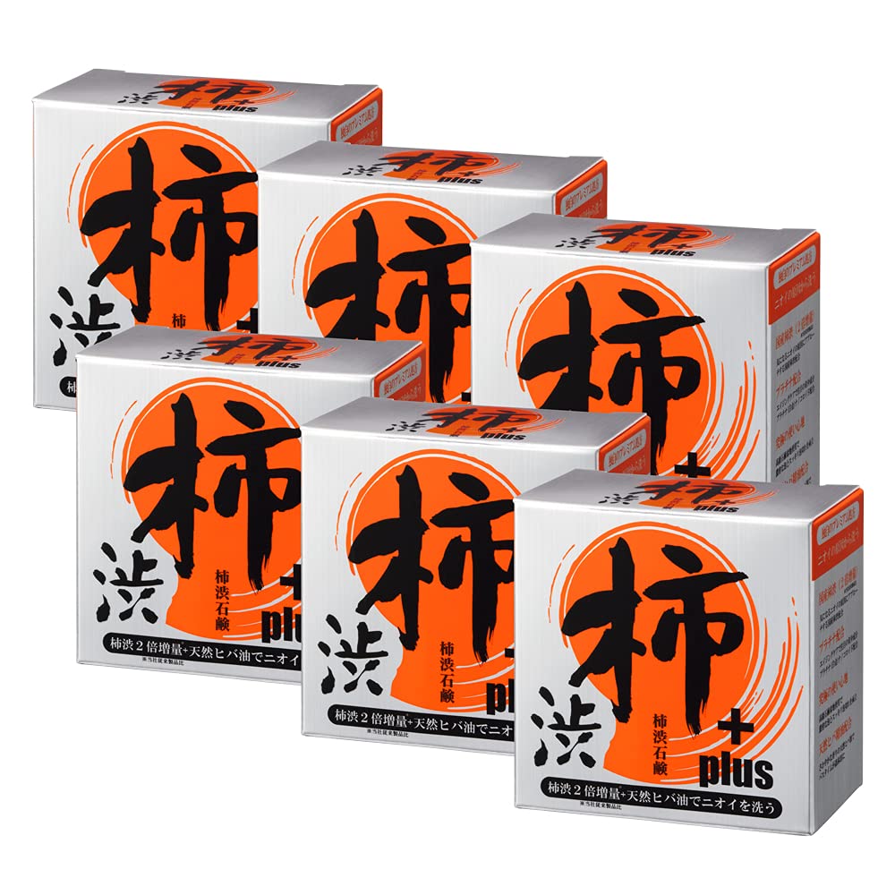 柿渋石鹸 固形 【 プラチナ配合で強力消臭 】 柿渋 薬用石鹸 【 柿渋の量を2倍に増量！ 】 足 加齢臭 臭い 体臭 無添加石鹸 [ リアルメイト ] 柿渋石鹸Plus 6個セット 福袋