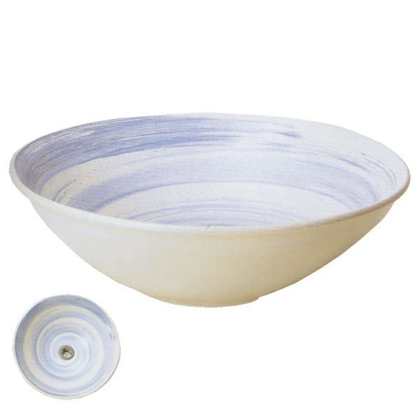 蒼流し手洗鉢 （器具付）　（信楽焼き・陶器・手洗い鉢・手洗ボール・洗面・トイレ・B030-03)