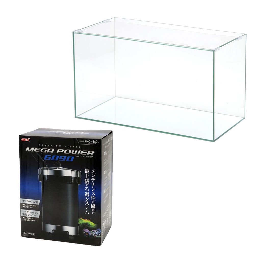 ガラス水槽　アクロ６０（６０X３０X３６ｃｍ）＋ＧＥＸ　メガパワー　６０９０　ＣＲＣ10―11―03―40―40