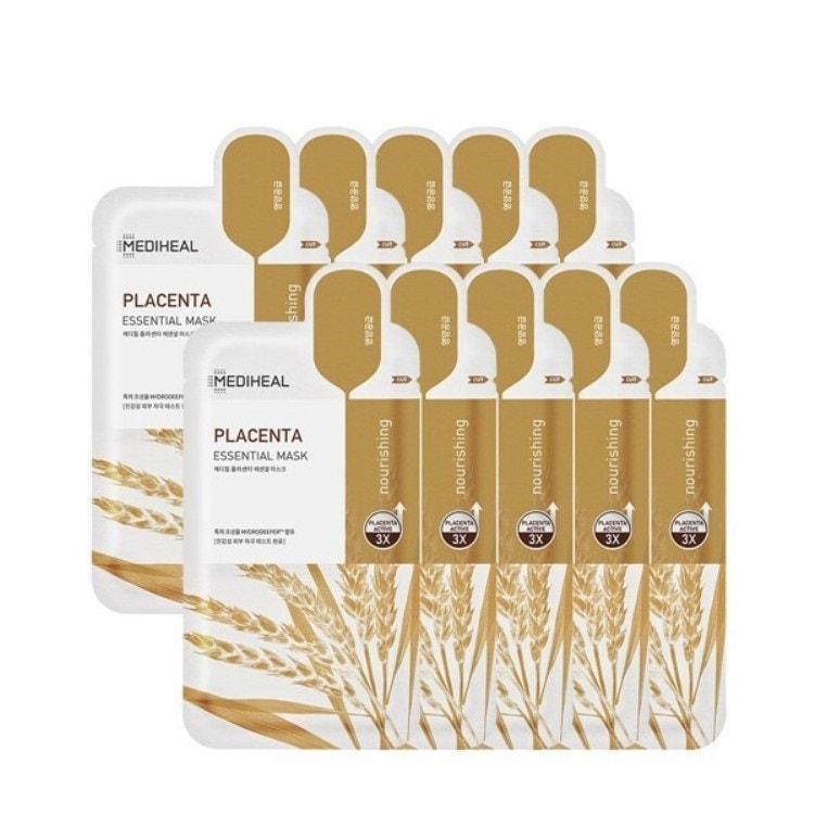 プラセンタ エッセンシャルマスクパック 20枚 (鎮静/弾力/保湿/栄養供給/活力/光彩/しわ防止)