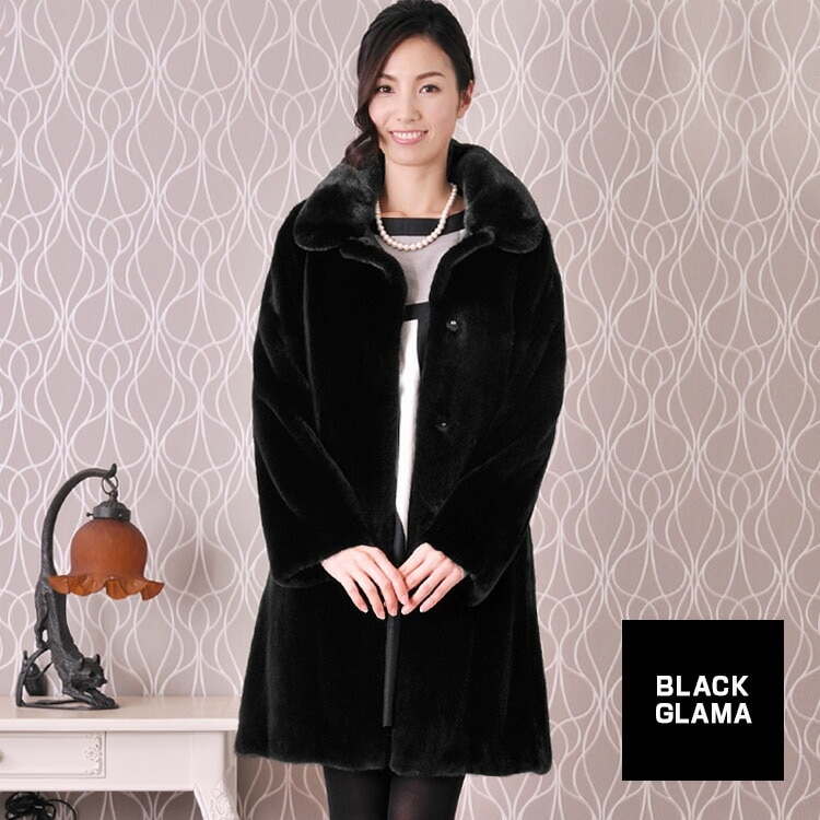 ブラックグラマミンクコートロング着丈89cmブラック/レディース
