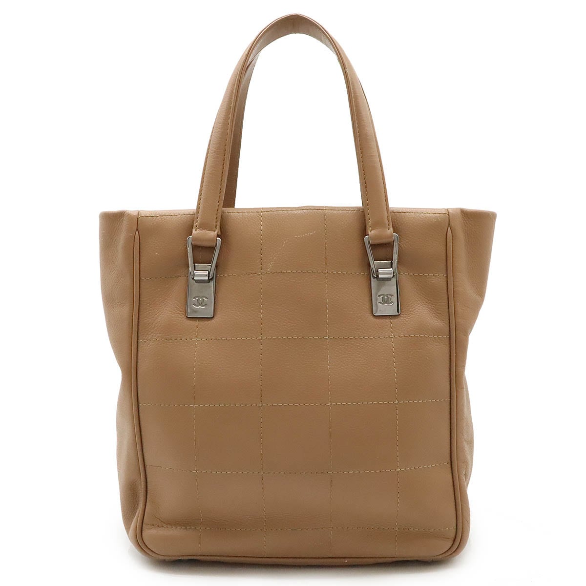 チョコバー トートバッグ ショルダーバッグ ハンドバッグ キャビアスキン レザー ピンクベージュ シルバー金 47,880円