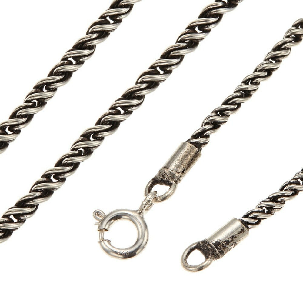 ネックレス メンズ レディース チェーンのみ シルバー925 ロープ 太さ2mm 長さ50cm 燻し