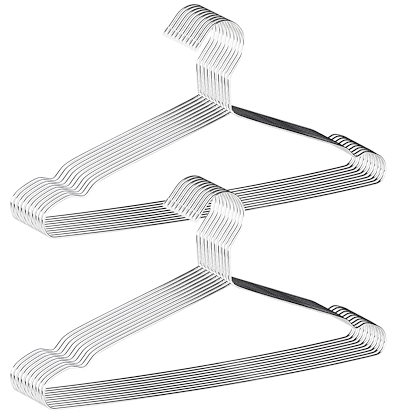 他サイト： AUV ハンガー ステンレスハンガー 20本組 洗濯 ハンガー すべらない 頑丈 錆びにくい 曲がらない ハンガー スカート シルバー ハンガー ズボン コート 3.2mm 幅42cmの商品画像