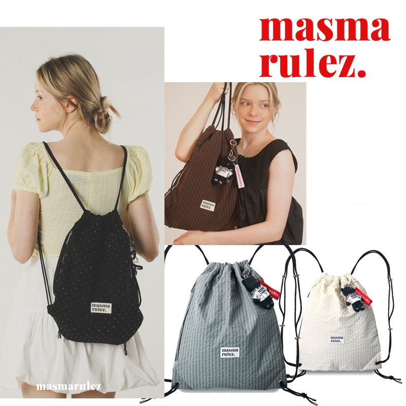 GYM SACK STRING BAG 軽くてたっぷり入るチェックとドットのきんちゃく 15インチノートPC収納 調節ひもで斜め掛け 背負えて通学旅行に便利 口が大きく開いて出し入れ簡単 やわらか生地 5,812円