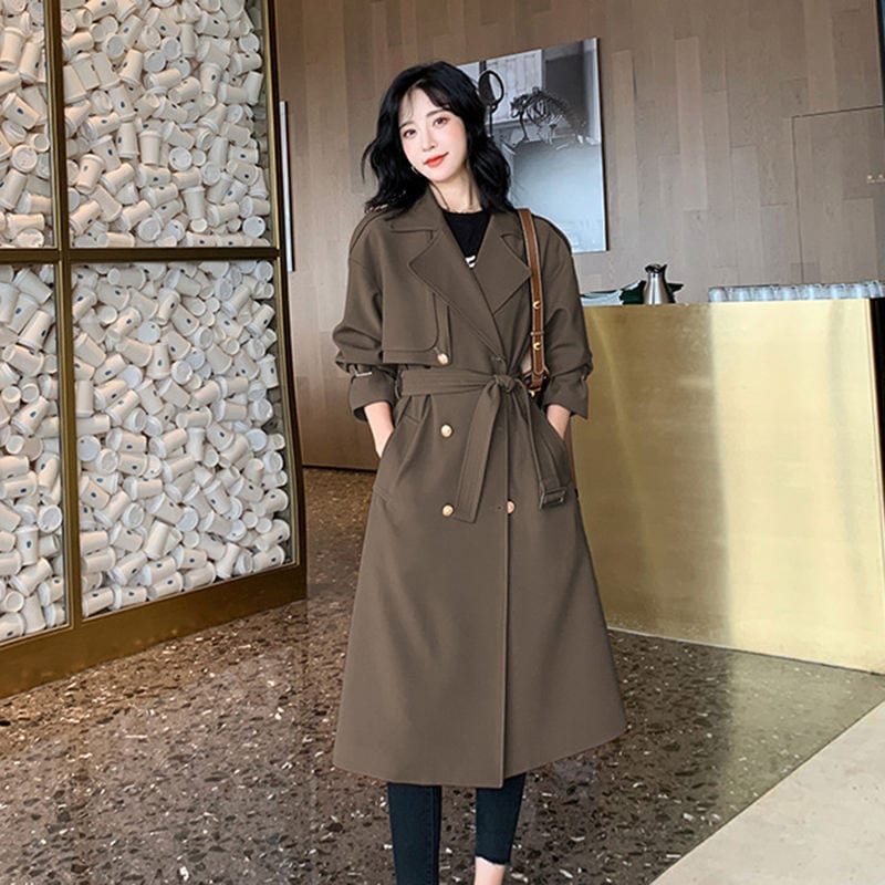 レディース トレンチコート 秋 ロング丈 コート 大きいサイズ シンプル ライナー付き ベルト付き おしゃれ ロングトレンチコート ロング丈 カジュアル 通勤 スプリングコート フェミニン エレガント