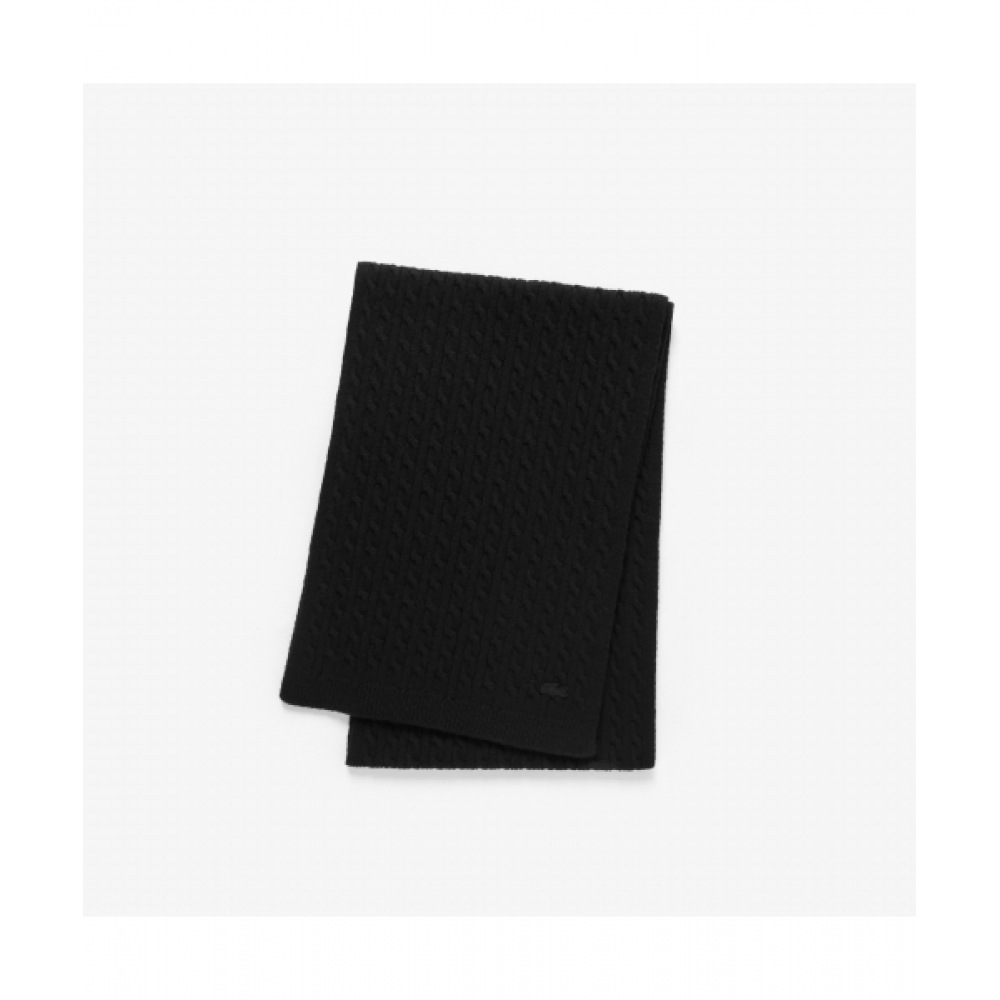 ラコステコモンケーブルウールマフラー [ブラック]