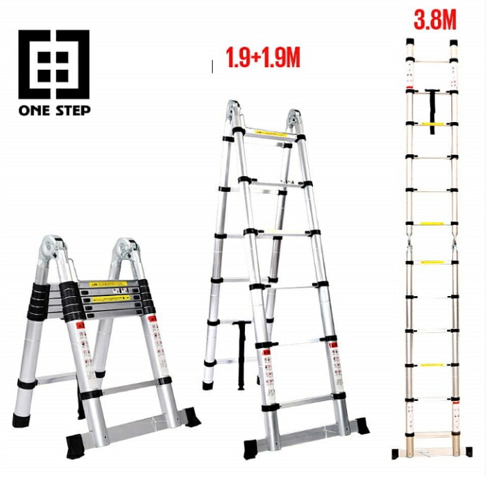 若者の大愛商品 耐荷重150kg 伸縮ハシゴ最長3.8m 脚立最長1.9M 伸縮脚立とハシゴ両用 スーパーラダー １．９＋１．９ｍ） 銀色)（はしご + 1.9M (1.9M はしご・作業台 - flaviogimenis.com.br
