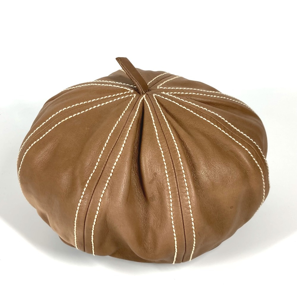 ベレー帽 帽子 レザー ブラウン