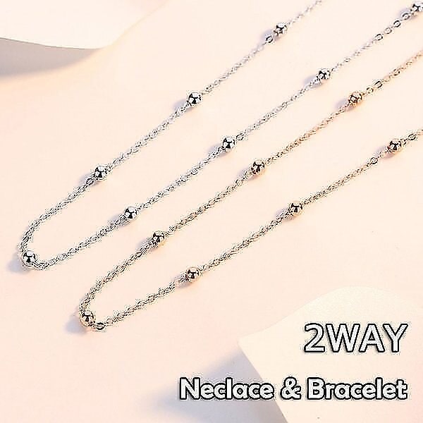 ネックレス レディース ボールチェーン ブレスレット 2WAY チョーカー 2色 ピンクゴールド S