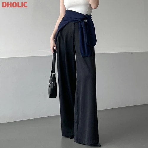 [メガ割りSALE]コットンハイウエストウエストゴムツータックワイドスラックス