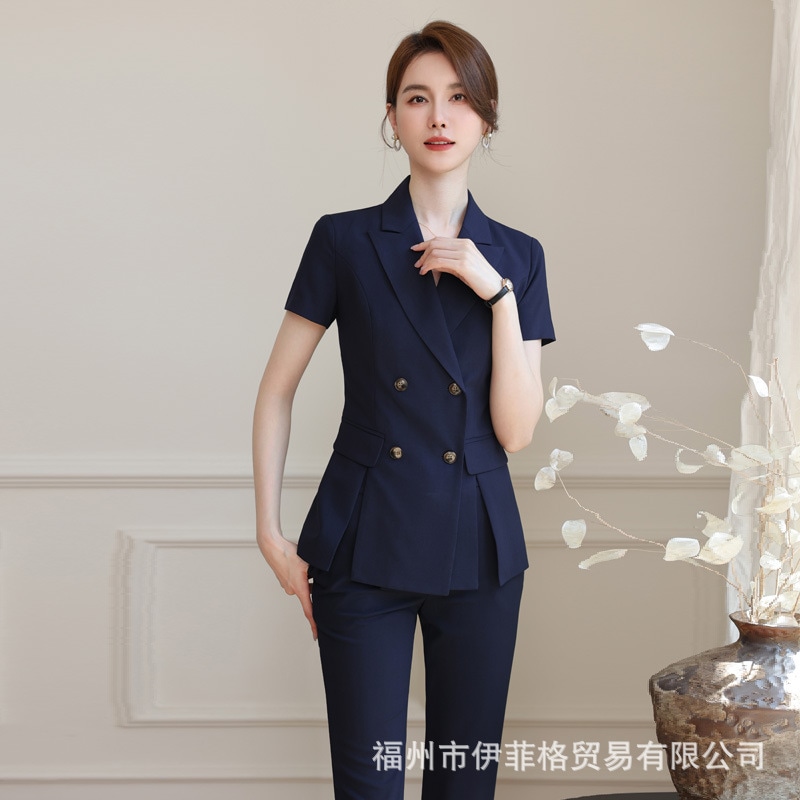 スーツスーツレディース 2024年夏新作 ハーフスリーブ ファッションビジネススーツセールスマネージャー シニアウェア プロフェッショナル