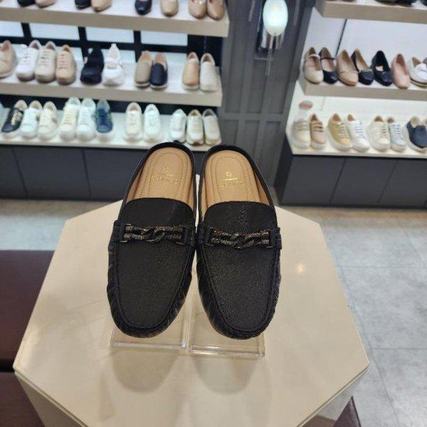 HC10 女性チェーン装飾ブローファー 黒1cm LCWO28U51319 (48922006)