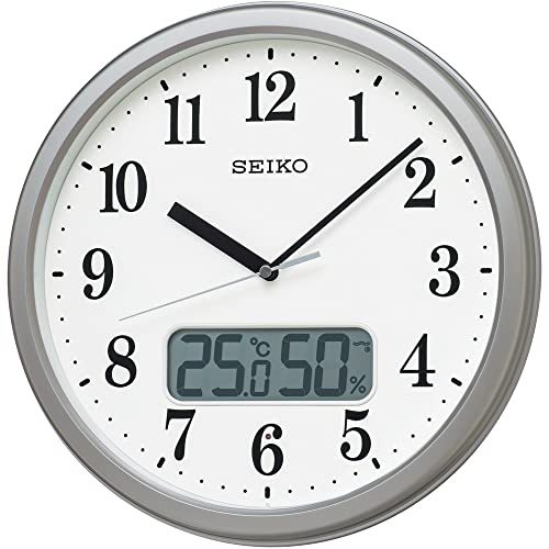 メーカー延長保証2年対象セイコークロック( Clock) 掛け時計 電波 アナログ 温度 湿度 表示 05:銀色メタリック 02:直径31cm KX244S